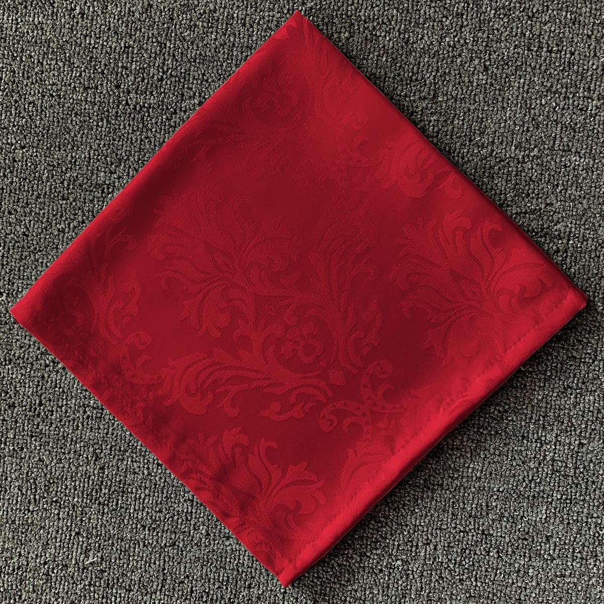 SASTYBALE Cloth Napkins Square 20 x 20 Inch Set of 4, Washable Reusable Jacquard Damask Christmas Table Napkins for Xmas, Holiday, Winter, Party, Wedding, Everyday, Red (4 Pieces/Packs)