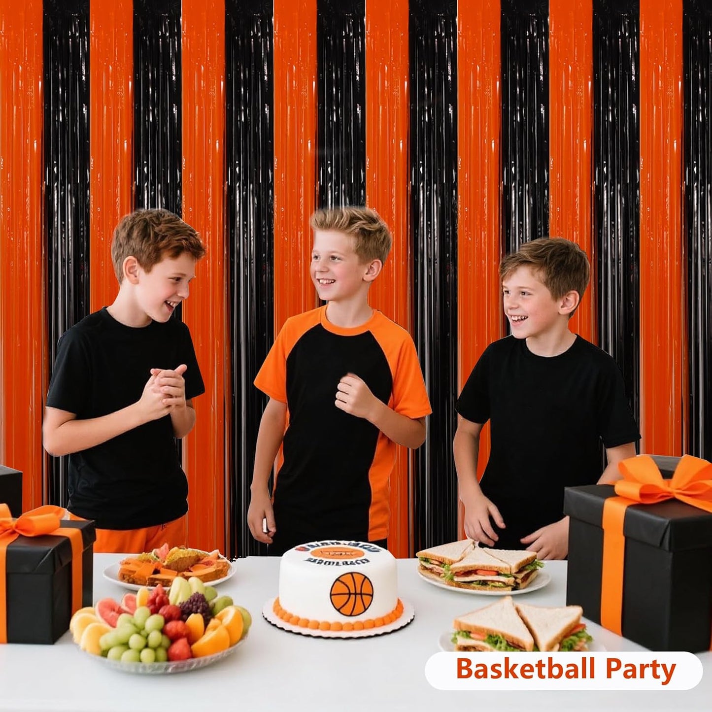 BEISHIDA Black Bronze Door Streamers Backdrop Foil Fringe Tinsel Party Streamers Curtains Photo Backdrop - 2Pcs for Birthday Graduation Halloween Party Decoations