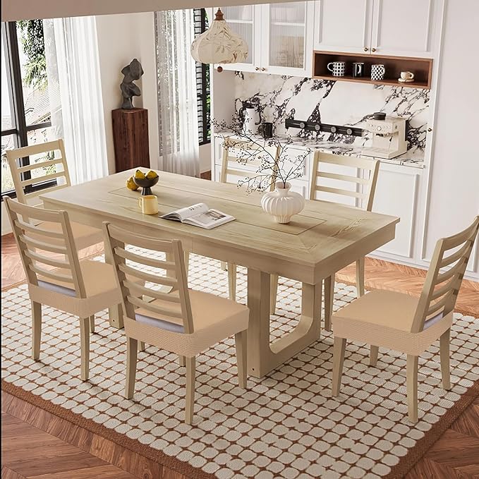 Smiry Waterproof Seat Covers for Dining Room Chairs Set of 2, Stretch Jacquard - Image 8