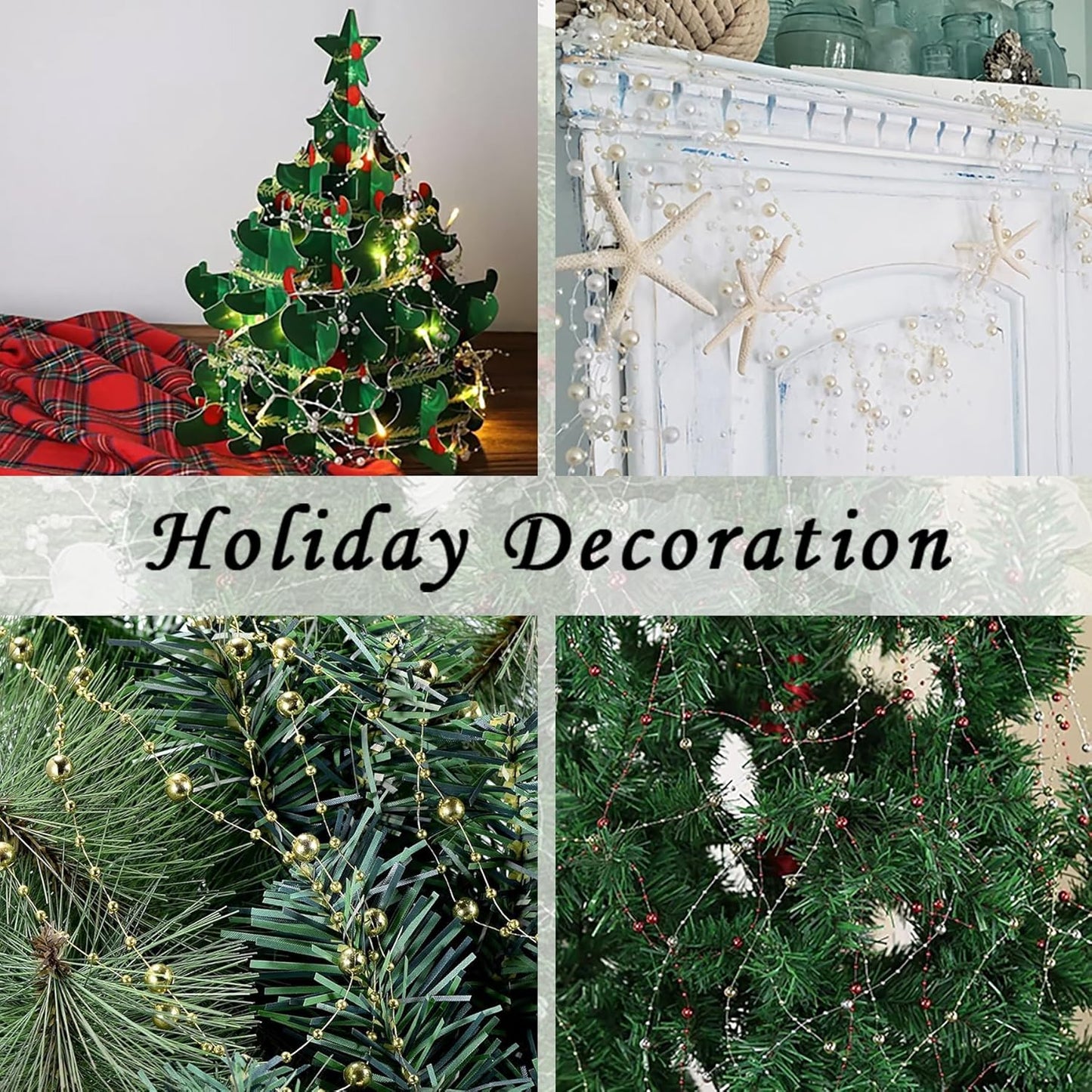 50pcs Pearls String Beads of Pearls, 10+5mm Clear Phantom Artificial Pearl String for Floating Candles Centerpieces, Vase Filler, Wedding Centerpiece Christmas Party Decor