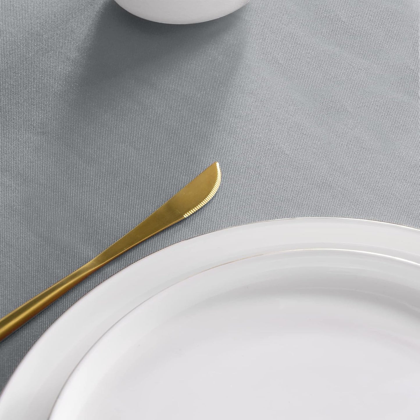 sancua Round Tablecloth - 60 Inch - Water Resistant Spill Proof Washable Polyester Table Cloth Decorative Fabric Table Cover for Dining Tables, Buffet Parties and Camping, Silver Grey