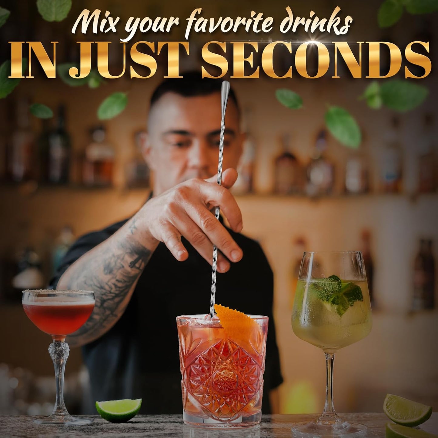 4 Pcs Bar Spoon Cocktail Stirrers – 12'' Long Spoons for Stirring | Stainless Steel with Polished Surface, Easy to Clean – Professional & Home Use, Practical Gift for Drink Mixing Lovers Caviar Spoons