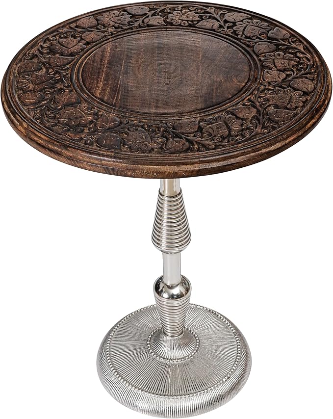 Side Tables-Hand Carved Vintage Boho Folding End Tables - Image 8