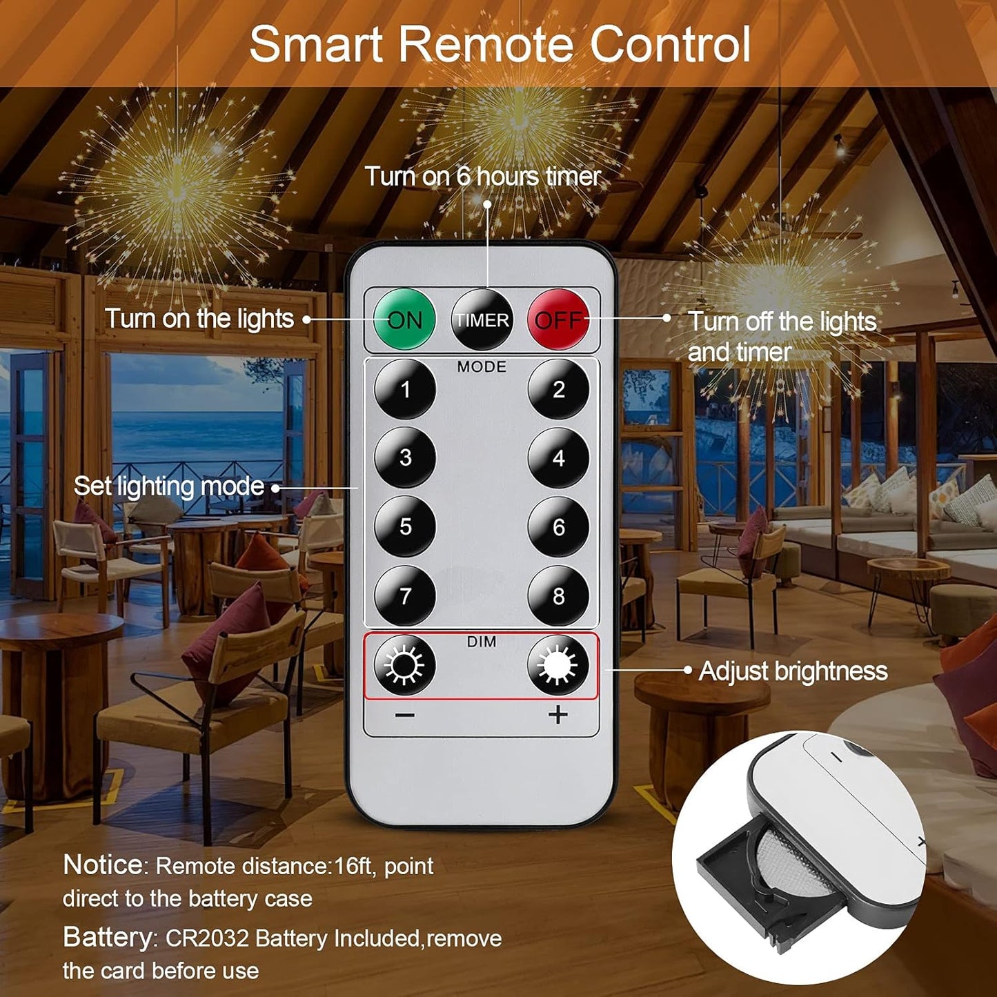 4 Pack Star String Lights Christmas Lights, 225 LED 8 Modes Dimmable with Remote Control, Waterproof Copper Wire Decorative Hanging Star Lights for Party Patio Garden Decoration (Multicolor)