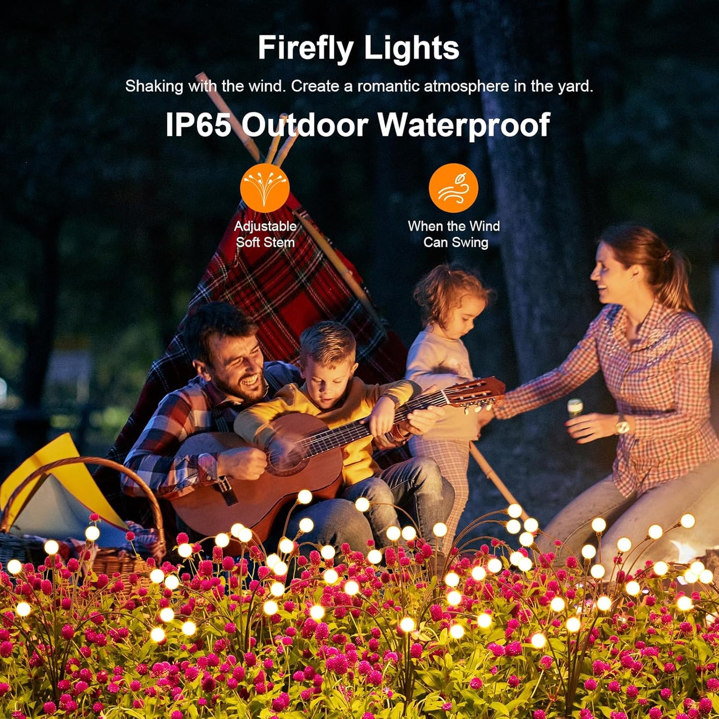 Solar Lights Outdoor(4 Pack, 32 LEDs), ASMAD Solar Garden Lights, Outdoor Decorations, Firefly Light for Patio Decor, Big Bulb, Unique Gifts for Women, Gifts for Grandma