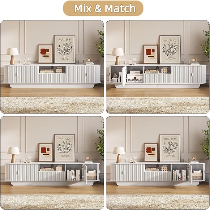 86.61'' Tambour TV Stand for 55-85 Inch, Modern Entertainment Center - Image 7