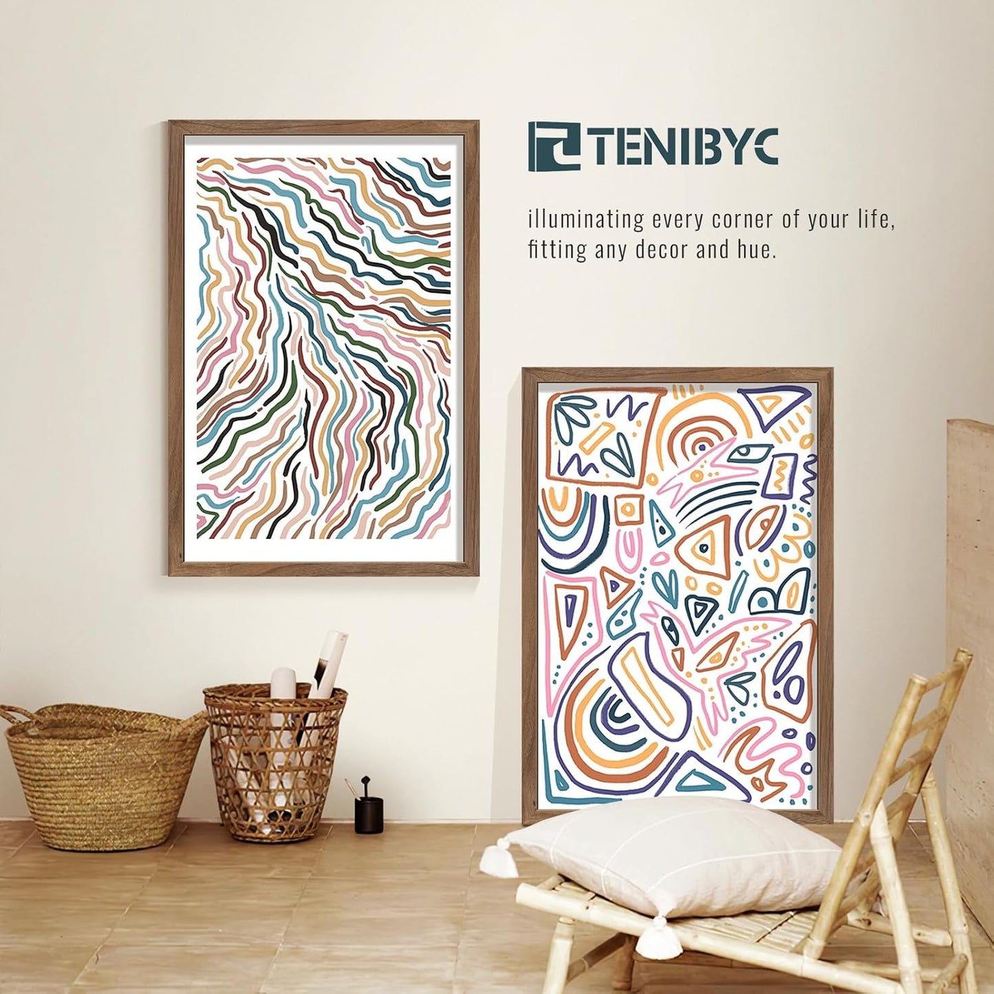 24x36 Poster Frame 4 Pack, Brown Walnut Wood Picture Frame, Suitable for Photos, Puzzles, Paintings & Maps, Wall Hanging