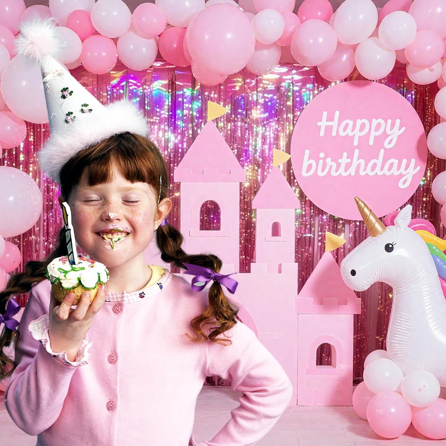 5 Pack Pink Tinsel Foil Fringe Curtains Tinsel Backdrop Sparkly Curtains Party Streamers for Valentines Bachelorette Holiday New Year Eve Celebrations Birthday Party