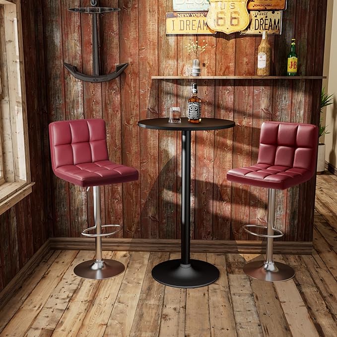 Homall Bar Stools Modern PU Leather Adjustable Swivel Barstools, Armless - Image 7