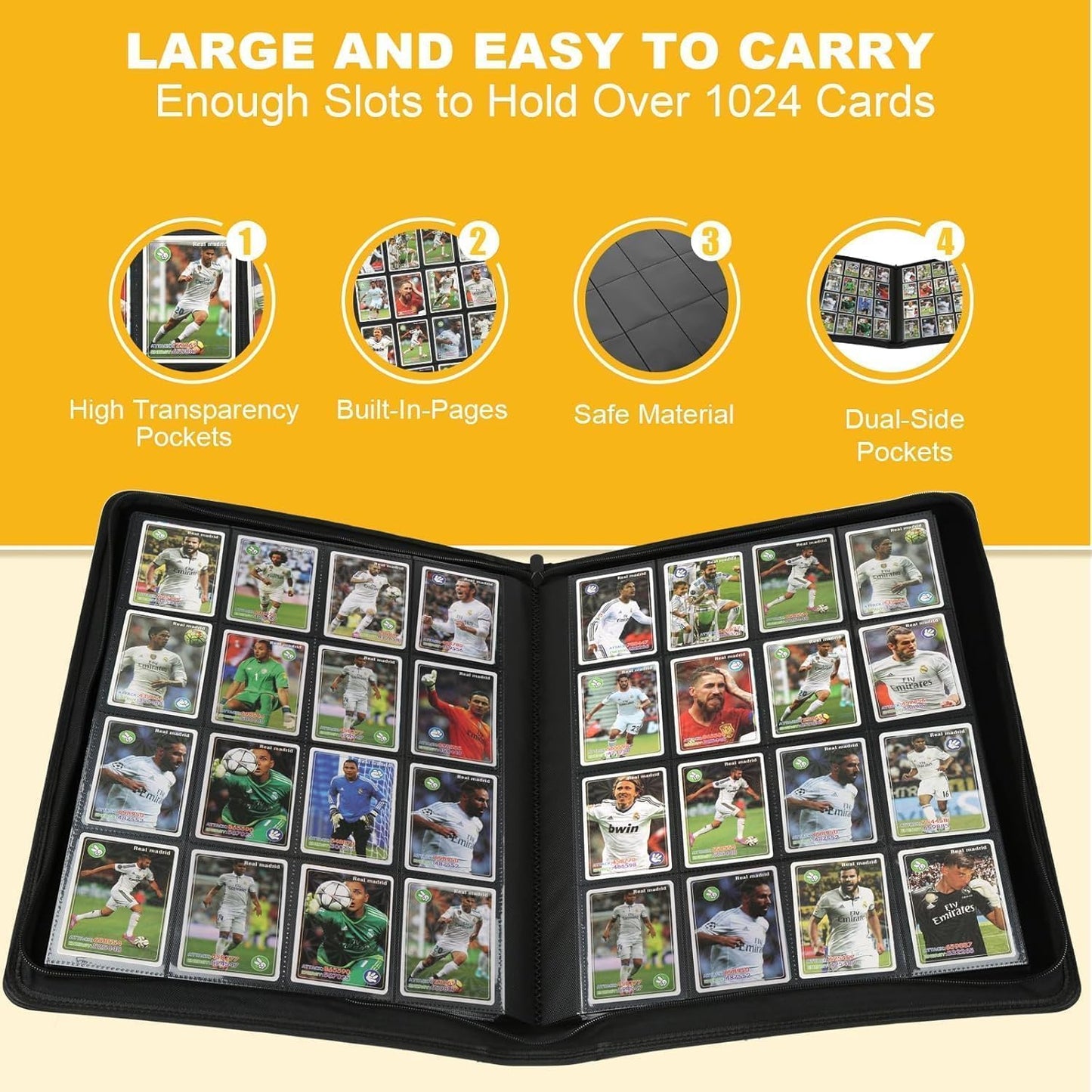 Premium Ringless Trading Card Binder - 1024 Capacity, 16 Side-Loading Pockets per Page, Archival Quality Protection & Anti-Slip Spine for TCG, MTG, Sports Cards (Viridian)
