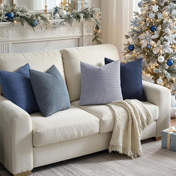 MIULEE Blue Decorative Pillow Covers 18x18 Inch Set of 4 Boho Western Farmhouse - Image 8