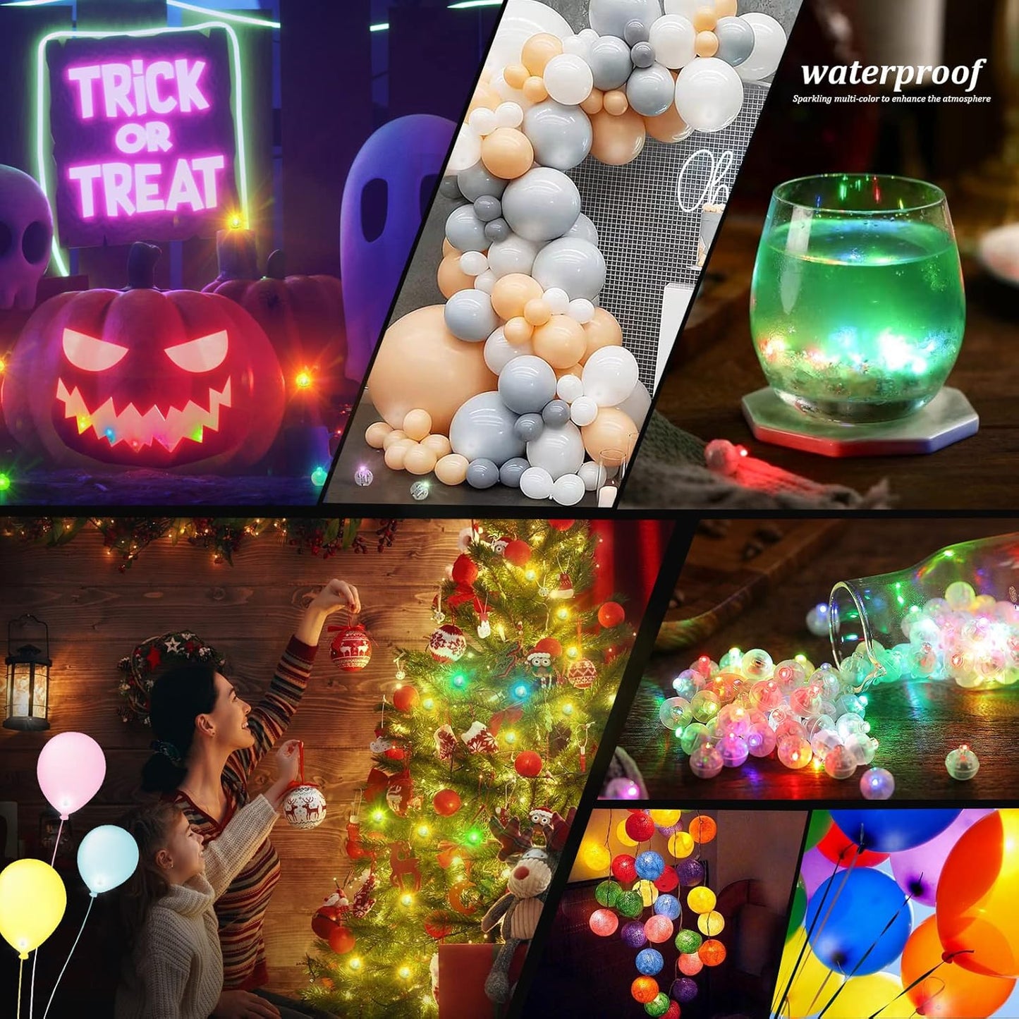 200pcs Multicolor LED Balloon Light, Rainbow Colored Round Led Flash Mini Ball Light for Paper Lantern Balloon,Indoor Outdoor Party Event Fun Birthday Party Wedding Halloween Christmas Decorations