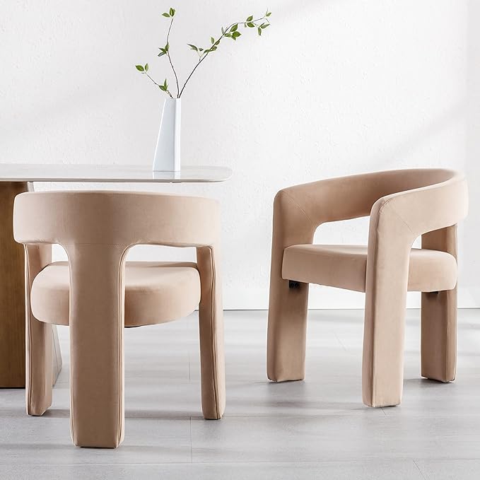 RIVOVA Modern Barrel Dining Chairs Set of 6, Velvet Upholstered Accent Side - Image 7