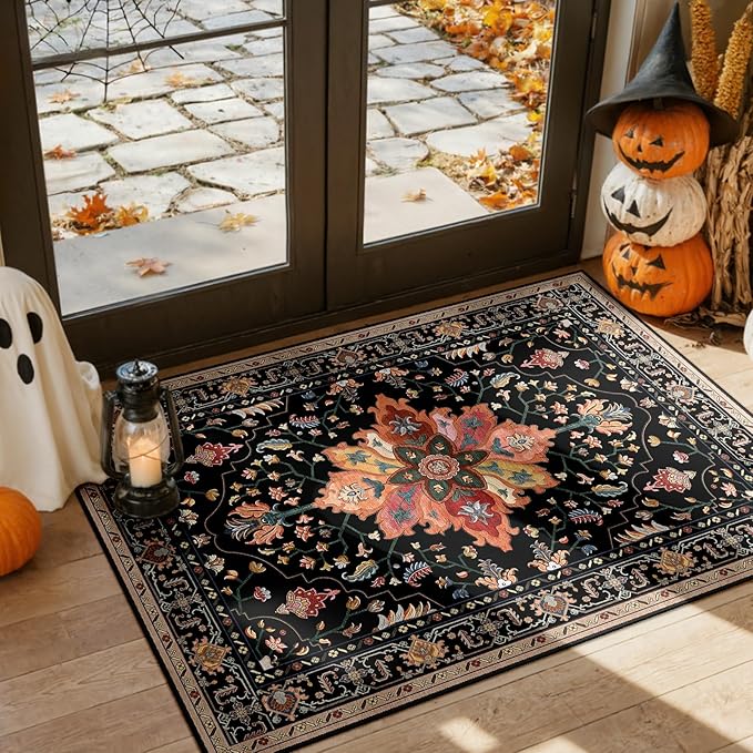 RELEANY Area Rugs 3'x5' Washable Non-Slip, Floral Vintage Distress Print - Image 9