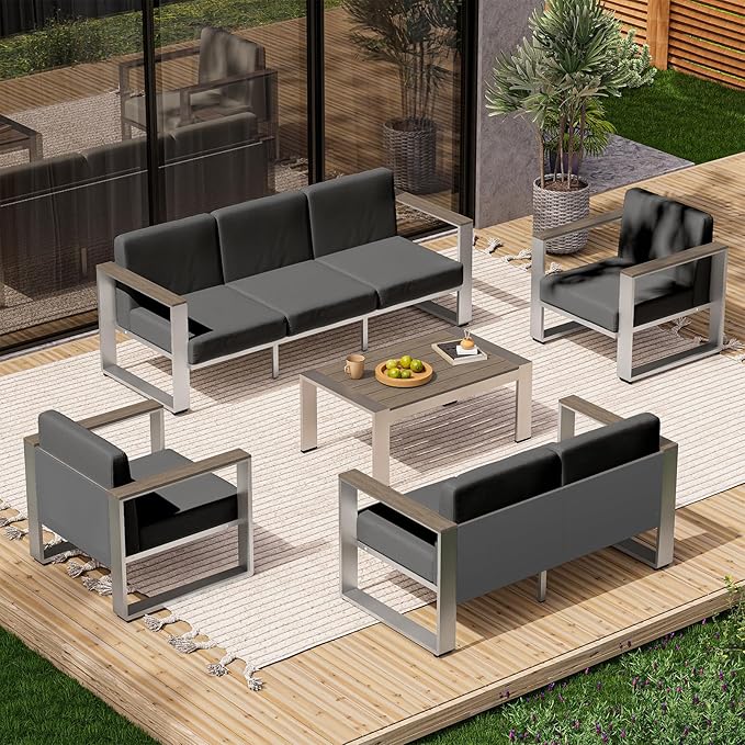 Outdoor Aluminum Loveseat, Modern Patio Patio Furniture - Image 8
