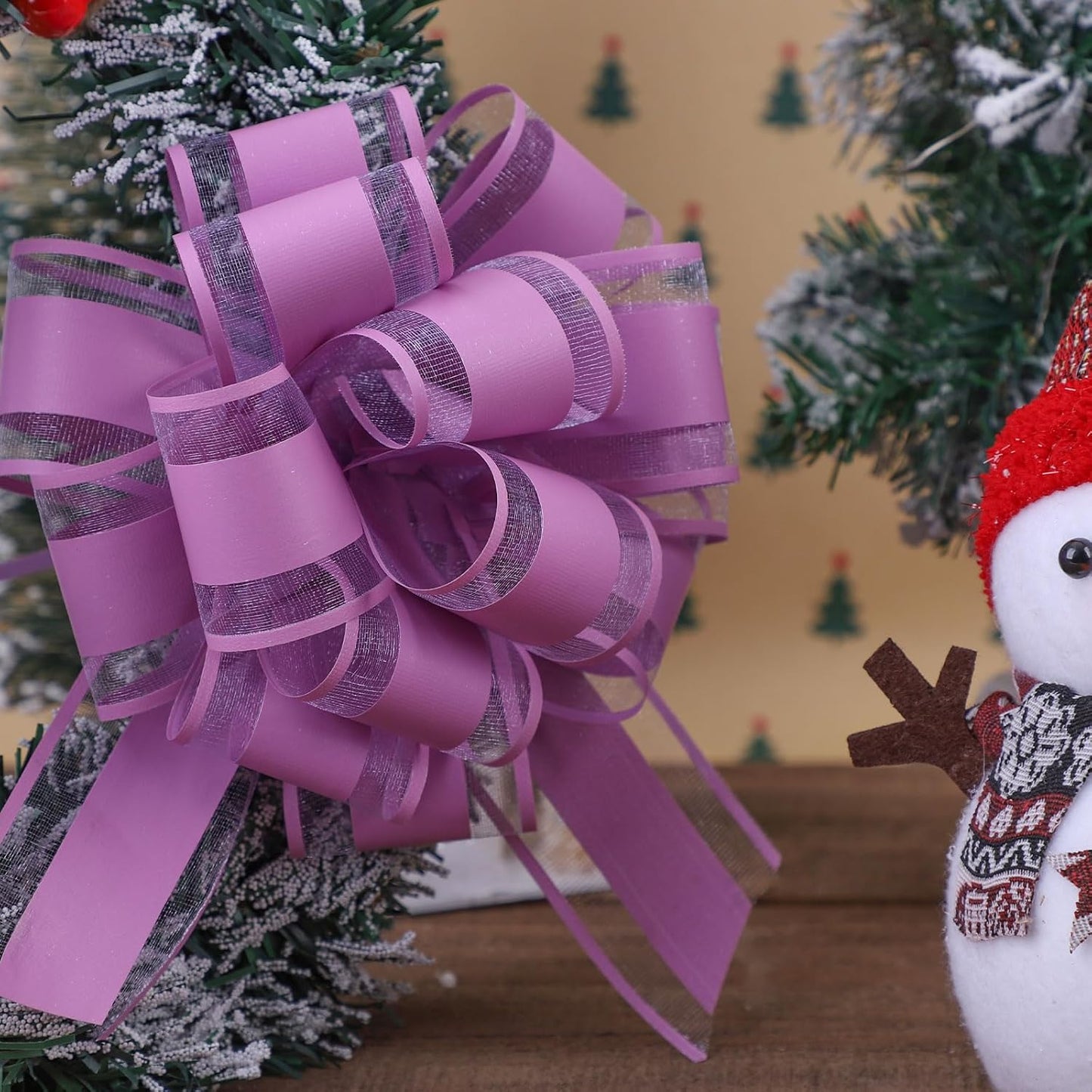 6Pcs 6inch Pull Bow Gift Wrapping,Pull Bow For Gift Basket, Gift Bag Box Wrapping Decor, Valentines Day, Birthday, Anniversary, Wedding, Flower Packaging (Purple)