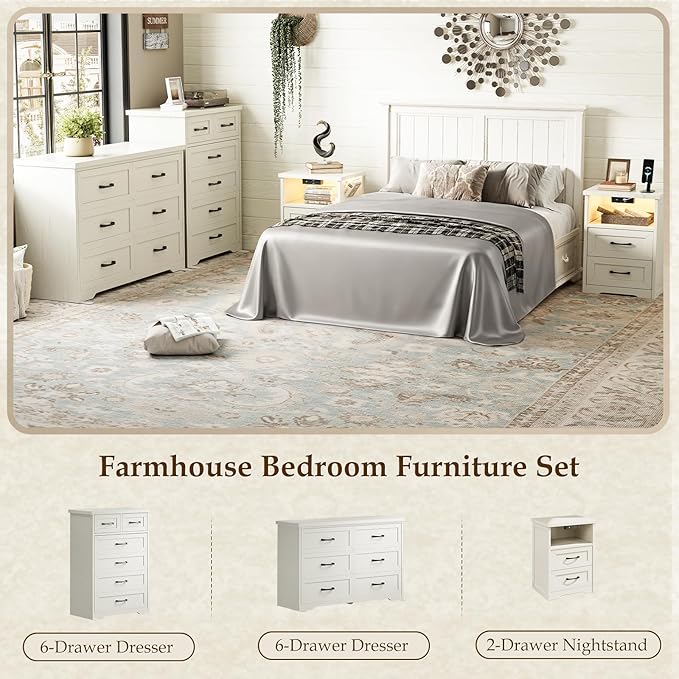 AODK Farmhouse Tall 6 Drawer Dresser - Image 8