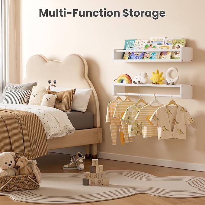 upsimples 2 Pack Nursery Book Shelves, 23.6 Inch Floating Bookshelves - Image 7