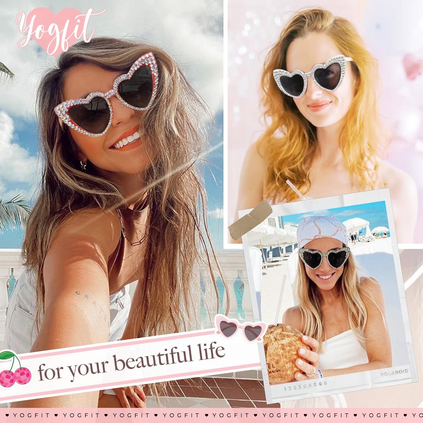 YOGFIT Heart Sunglasses for Women Fashion Classic Love Eye Protection Sunglasses Vintage Cute Heart Sunglasses
