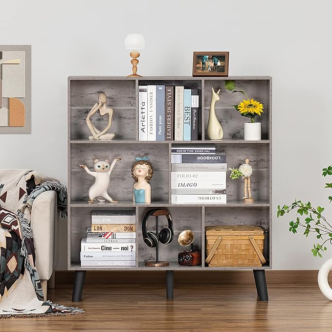 LEYAOYAO 8 Cube Bookshelf, Farmhouse Bookcase - Image 7