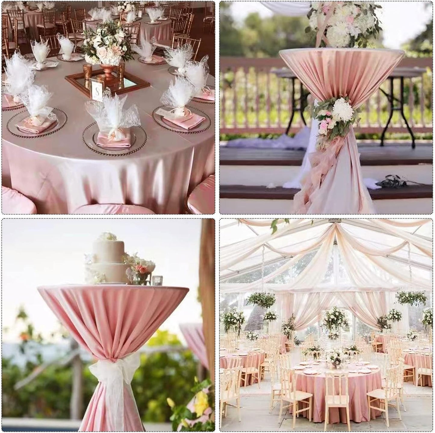 fani 12 Pack 108 Inch Rose Gold Satin Tablecloth - Premium Bright Silky Round Tablecloth Overlay Smooth Fabric Table Cover, Table Decoration for Wedding Party Banquet Events Restaurant Kitchen Dining