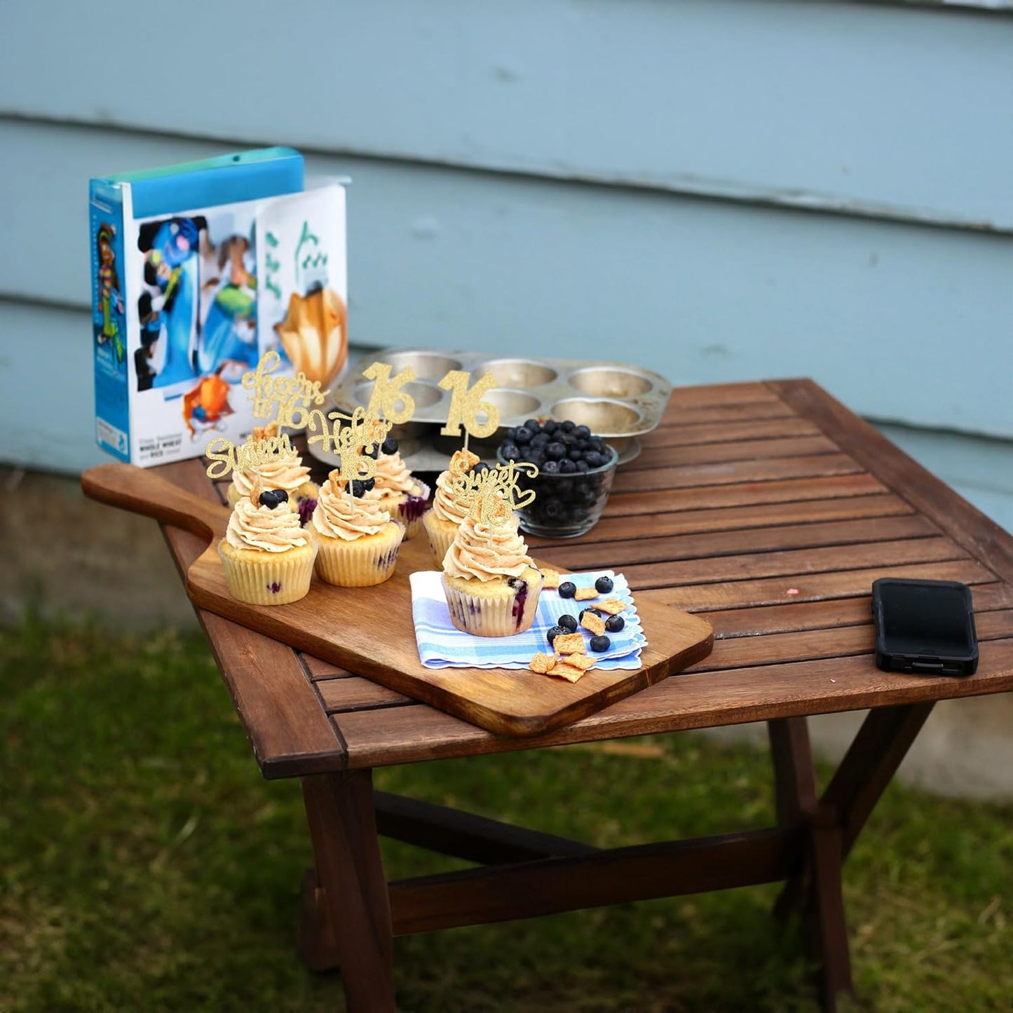 30pcs 16th Birthday Cupcake Toppers - Sixteen Happy 16th Cupcake Picks - Cheers to Sweet 16 Cake Decorations - Gold Glitter