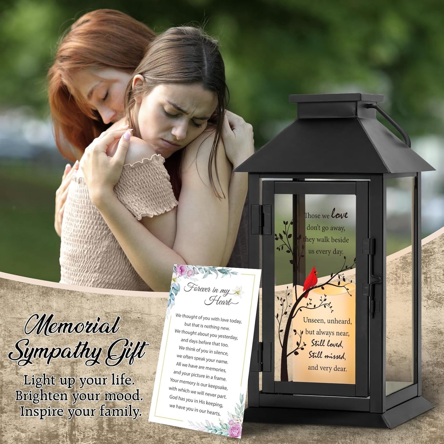 Memorial Lantern Bereavement Gifts in Memory of Loved One Memorial Gifts for Loss of Mother Loss of Father Remembrance Sympathy Gifts for Loss of Loved One with LED Candle and Remote