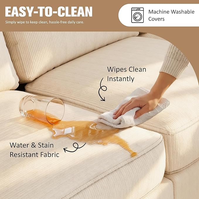JAMFLY Couches for Living Room, 3-Seat Reversible Sectional Sofa - Image 9