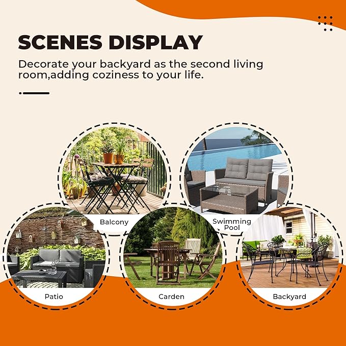 DANGHOOGY Wicker Chair Cushions, Waterproof Outdoor Loveseat Cushions - Image 7