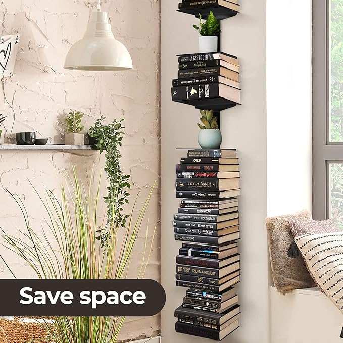 Floating Book Shelves for Wall, 6 Tier Invisible Floating Bookshelf, Vertical - Image 7
