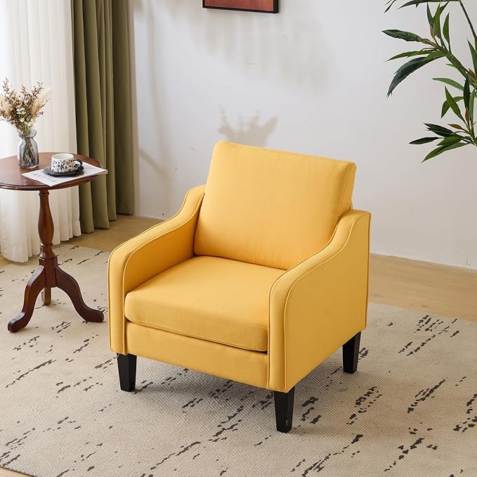 VINGLI Accent Chairs Set of 2 Living Room Chairs Yellow Reading Chair - Image 9