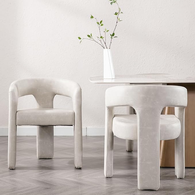 RIVOVA Modern Barrel Dining Chairs Set of 4, PU Leather Upholstered Accent Side - Image 7