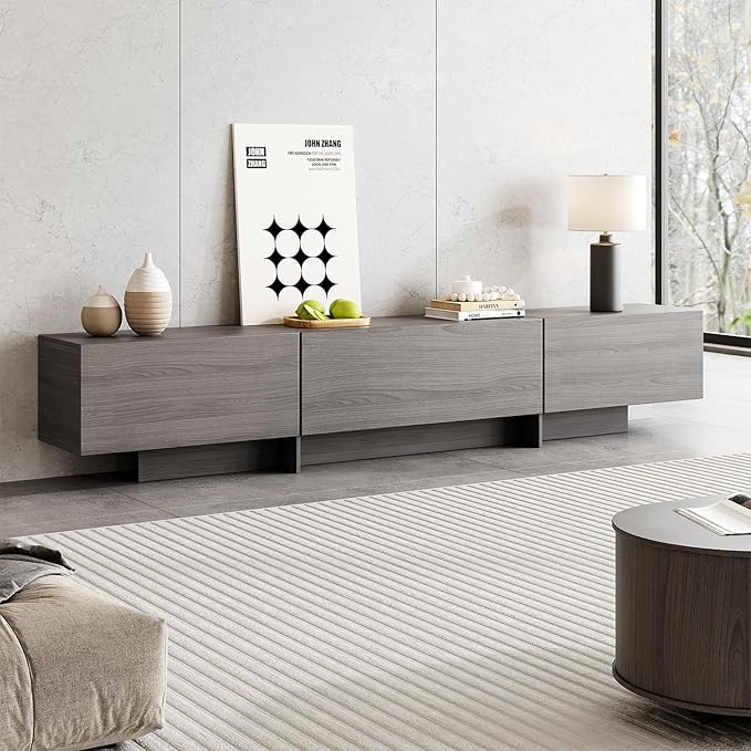 76.4'' Modern TV Stand for Living Room, Mid Century Modern TV Console, - Image 9