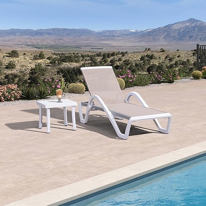 PURPLE LEAF Patio Chaise Lounge Chair Set Outside Aluminum Plastic Stackable - Image 9