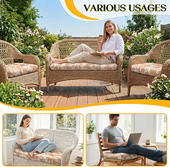 1 MIDDLE ONE Wicker Chair Cushions 3 Pieces Set - Image 7