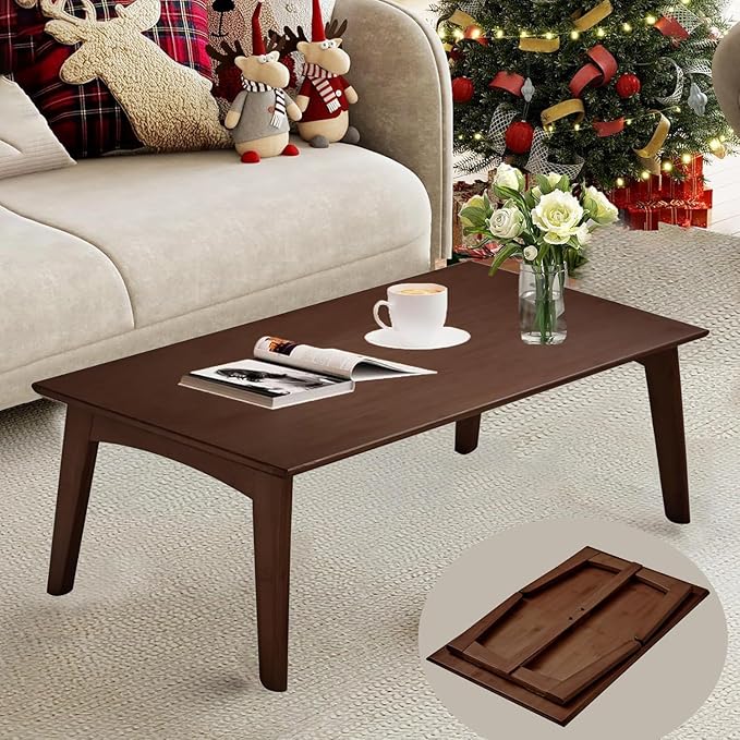Bamboo Folding Coffee Table, Japanese Low Desk, No Assembly Portable Furniture - Image 9