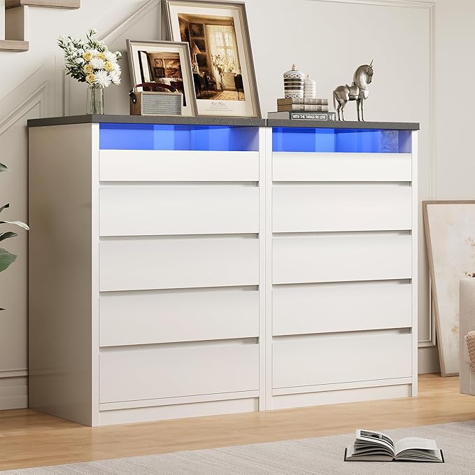 Jocoevol Modern LED 5 Drawer Dresser - Image 7