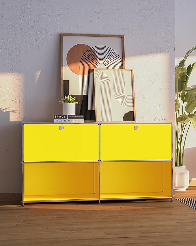 Metal Sideboard with 2 Flap Doors, DIY Modern Home Furnishing, Foyer - Image 9