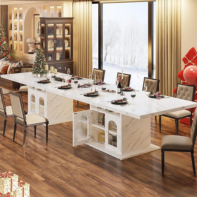 HSH Dining Table for 4–6, Wood Rectangle Dinner Table - Image 9