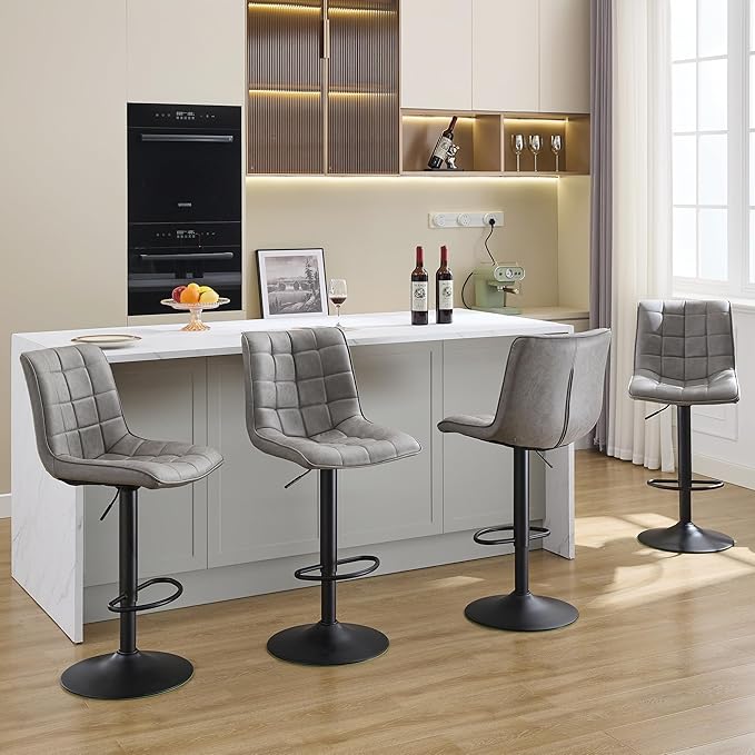 FIRAVOE Swivel Bar Stools Set of 4, Modern Adjustable Bar Stools - Image 9
