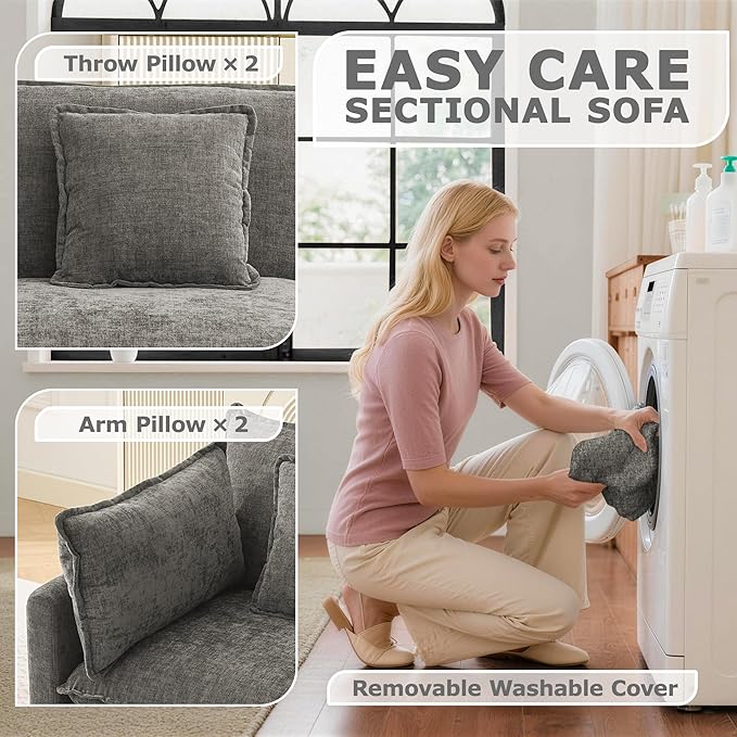 78" Modular Sectional Sofa, Cloud Couch Loveseat Sofa, Deep Seat Washable - Image 6
