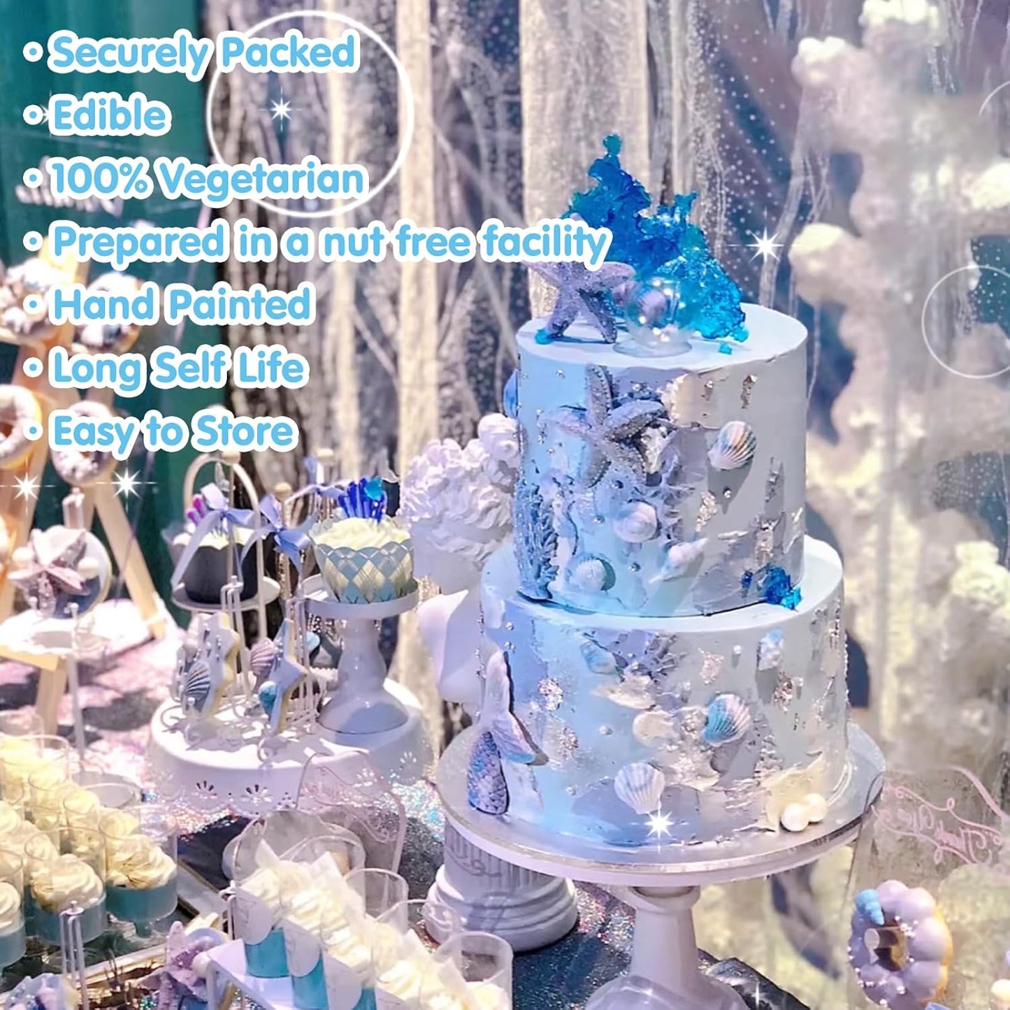 Sugarzy Edible Pearls Sprinkles Cake Decorating,130g/4.58oz,Purple Pink Pearl Sugar Sprinkle Mix Seashell,Baking Ocean Beach Candy Decorations,Perfect for Cookies,Donuts,Cupcake Topper,Birthday Holiday Party Supplies