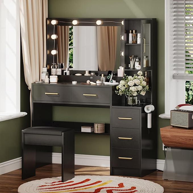 TOKSOM Makeup Vanity with Lights & Charging Station, Bedroom Makeup Dressing - Image 8