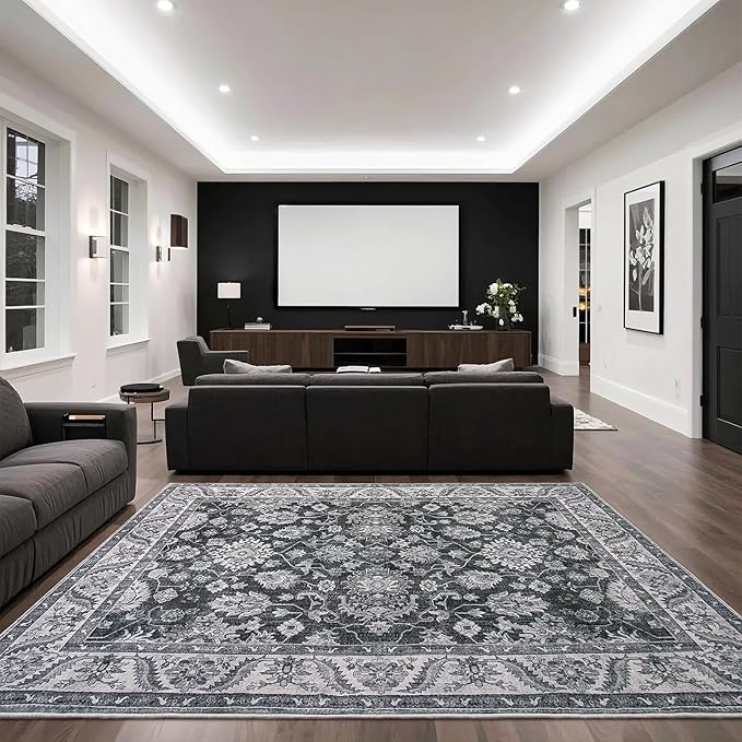 Area Rug for Living Room, 8x10 Area Rugs Washable, Retro Floral Non-Slip Carpet - Image 7