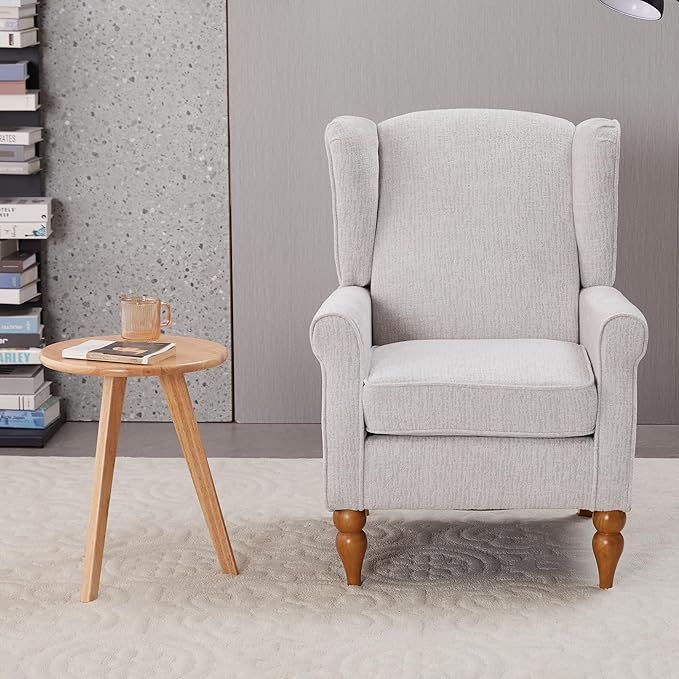 Mid-Century High Wingback Chair, Modern Fabric Accent Chair Armchair - Image 8