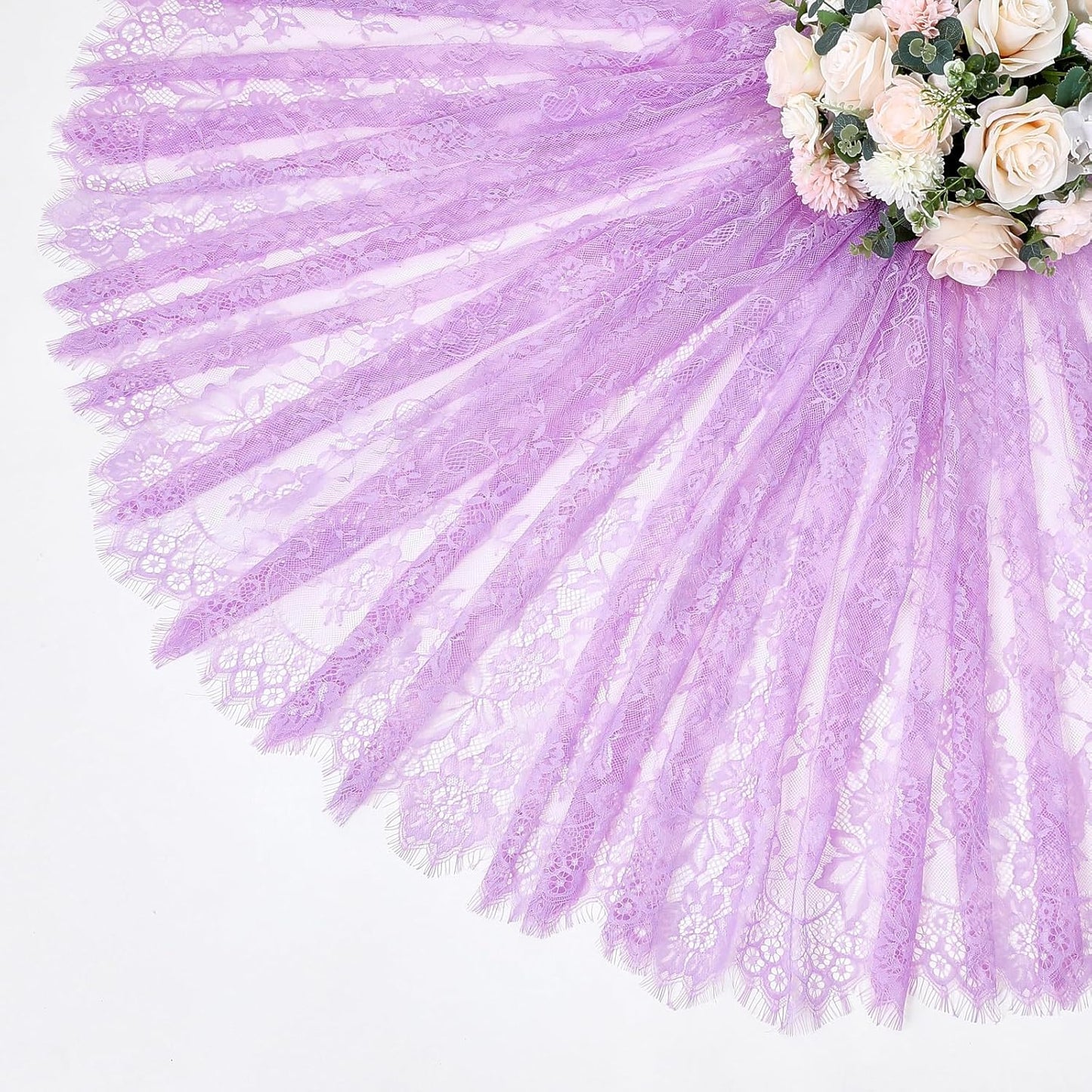 Light Purple Tablecloth Outdoor Lace Table Fabric 2pcs 60x120 Inch for Farmhouse Rustic Wedding Bridal Shower Party Decoration Rectangle Overlay Vintage Embroidered Reception Table Cloth Decor