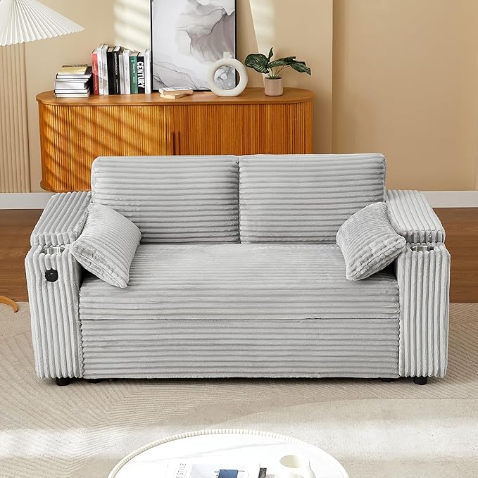 hansones 68.11" Corduroy Sleeper Chair Bed - Image 6