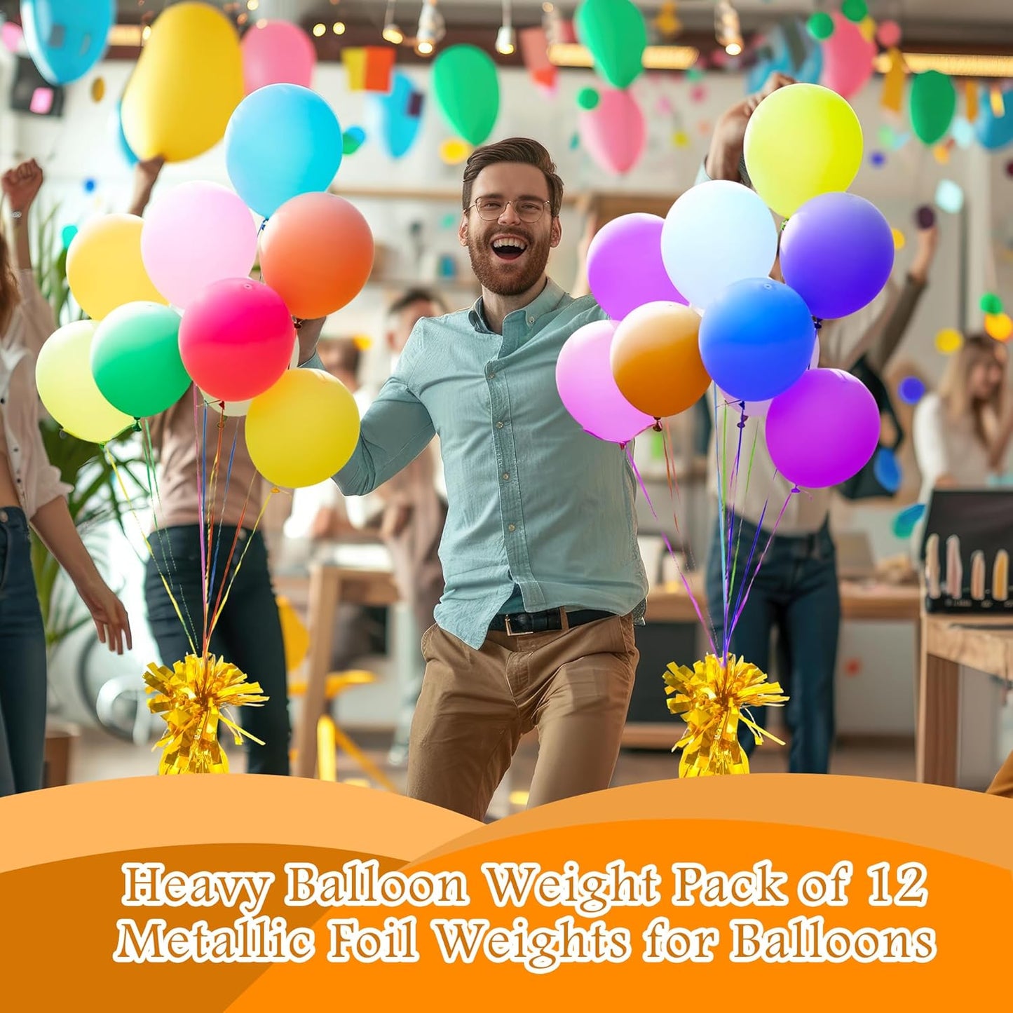 30 Pack 4.7 Inch Balloon Weights 170g Metallic Wrapped Balloon Anchors Weights for Birthday Wedding Graduation Party Event Supplies (Color Style 1)