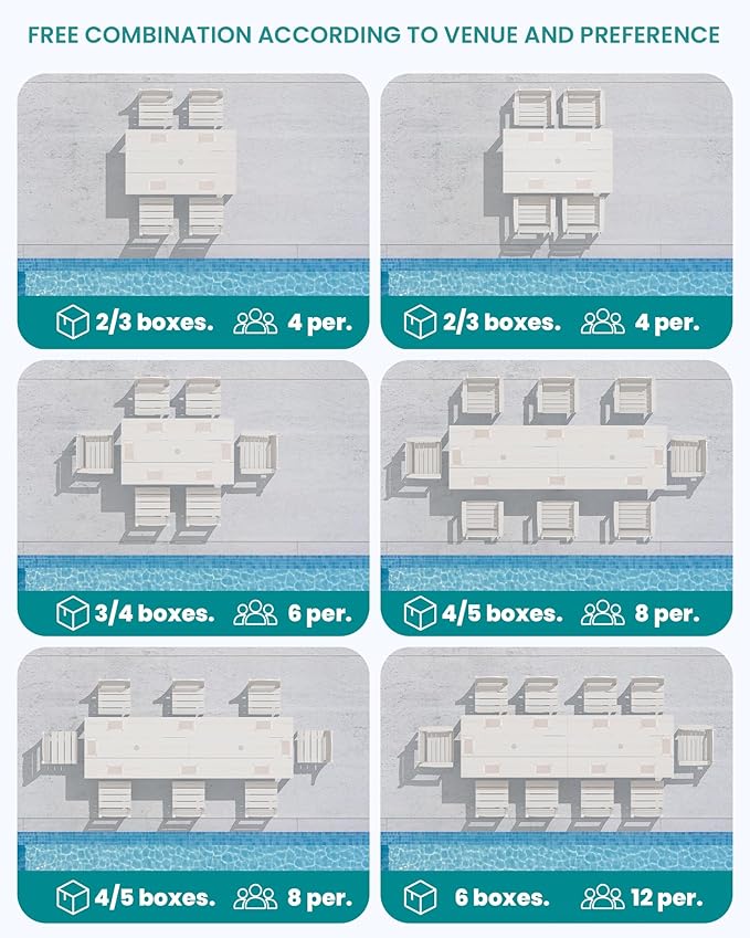 SERWALL HDPE Dining Set for 8: 2 Umbrella Hole Tables + 8 Chairs. Includes 8 - Image 9