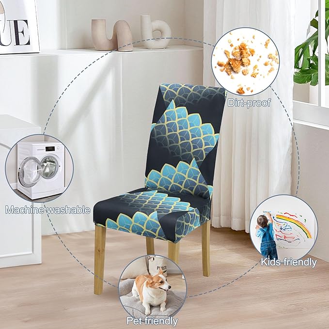 BIETYONE Stretch Dining Chair Covers Set of 4, Soft Removable Washable Kitchen - Image 6